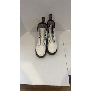 Doc Dr Martens Boots White Leather Air Wair 8 Eyelet Size 6 Women